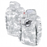 Men's Miami Dolphins 2024 Arctic Camo Salute To Service Club Fleece Pullover Hoodie