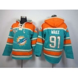 nike nfl jerseys miami dolphins #91 wake orange-green[pullover hooded sweatshirt]