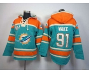 nike nfl jerseys miami dolphins #91 wake orange-green[pullover hooded sweatshirt]