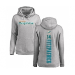 Football Women's Miami Dolphins #14 Ryan Fitzpatrick Ash Backer Pullover Hoodie