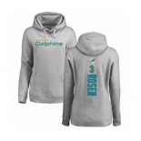 Football Women's Miami Dolphins #3 Josh Rosen Ash Backer Pullover Hoodie