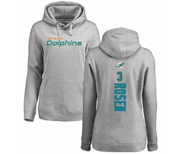 Football Women's Miami Dolphins #3 Josh Rosen Ash Backer Pullover Hoodie