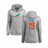 NFL Women's Nike Miami Dolphins #19 Jakeem Grant Ash Name & Number Logo Pullover Hoodie