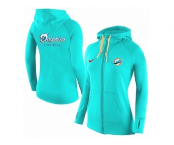 Women Nike Miami Dolphins Full-Zip Performance Hoodie Green