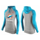 Women Nike Miami Dolphins Performance Hoodie Grey & Blue_1