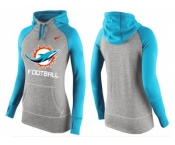 Women Nike Miami Dolphins Performance Hoodie Grey & Blue_1