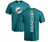 Football Miami Dolphins #14 Ryan Fitzpatrick Aqua Green Backer T-Shirt