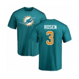 Football Miami Dolphins #3 Josh Rosen Aqua Green Name & Number Logo T-Shirt