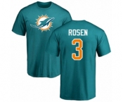 Football Miami Dolphins #3 Josh Rosen Aqua Green Name & Number Logo T-Shirt