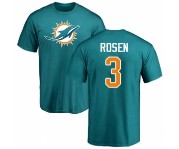 Football Miami Dolphins #3 Josh Rosen Aqua Green Name & Number Logo T-Shirt