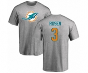 Football Miami Dolphins #3 Josh Rosen Ash Name & Number Logo T-Shirt