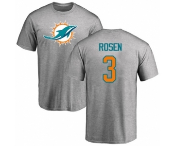 Football Miami Dolphins #3 Josh Rosen Ash Name & Number Logo T-Shirt