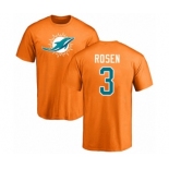 Football Miami Dolphins #3 Josh Rosen Orange Name & Number Logo T-Shirt