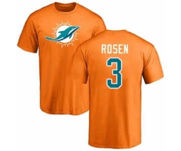 Football Miami Dolphins #3 Josh Rosen Orange Name & Number Logo T-Shirt