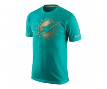 Men's Miami Dolphins Nike Aqua Championship Drive Gold Collection Performance T-Shirt