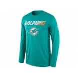 Men's Miami Dolphins Nike Aqua Legend Staff Practice Long Sleeves Performance T-Shirt