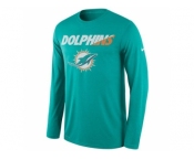 Men's Miami Dolphins Nike Aqua Legend Staff Practice Long Sleeves Performance T-Shirt