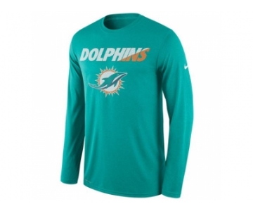 Men's Miami Dolphins Nike Aqua Legend Staff Practice Long Sleeves Performance T-Shirt