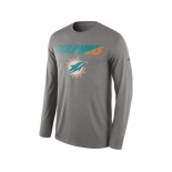 Men's Miami Dolphins Nike Heather Gray Legend Staff Practice Long Sleeves Performance T-Shirt