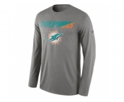 Men's Miami Dolphins Nike Heather Gray Legend Staff Practice Long Sleeves Performance T-Shirt