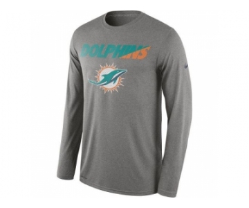 Men's Miami Dolphins Nike Heather Gray Legend Staff Practice Long Sleeves Performance T-Shirt