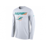 Men's Miami Dolphins Nike White Legend Staff Practice Long Sleeves Performance T-Shirt