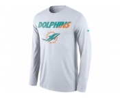 Men's Miami Dolphins Nike White Legend Staff Practice Long Sleeves Performance T-Shirt