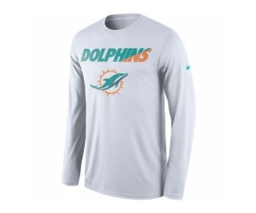 Men's Miami Dolphins Nike White Legend Staff Practice Long Sleeves Performance T-Shirt