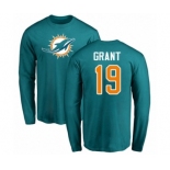 NFL Nike Miami Dolphins #19 Jakeem Grant Aqua Green Name & Number Logo Long Sleeve T-Shirt