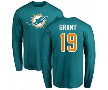 NFL Nike Miami Dolphins #19 Jakeem Grant Aqua Green Name & Number Logo Long Sleeve T-Shirt