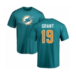 NFL Nike Miami Dolphins #19 Jakeem Grant Aqua Green Name & Number Logo T-Shirt