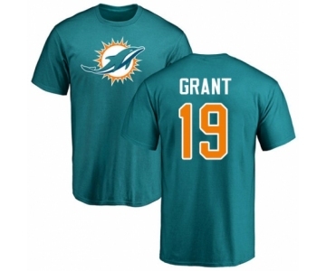 NFL Nike Miami Dolphins #19 Jakeem Grant Aqua Green Name & Number Logo T-Shirt