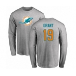 NFL Nike Miami Dolphins #19 Jakeem Grant Ash Name & Number Logo Long Sleeve T-Shirt