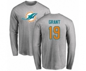 NFL Nike Miami Dolphins #19 Jakeem Grant Ash Name & Number Logo Long Sleeve T-Shirt