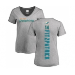 Football Women's Miami Dolphins #14 Ryan Fitzpatrick Ash Backer T-Shirt