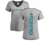 Football Women's Miami Dolphins #14 Ryan Fitzpatrick Ash Backer T-Shirt