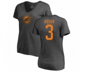 Football Women's Miami Dolphins #3 Josh Rosen Ash One Color T-Shirt