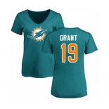 NFL Women's Nike Miami Dolphins #19 Jakeem Grant Aqua Green Name & Number Logo T-Shirt