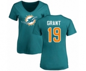 NFL Women's Nike Miami Dolphins #19 Jakeem Grant Aqua Green Name & Number Logo T-Shirt