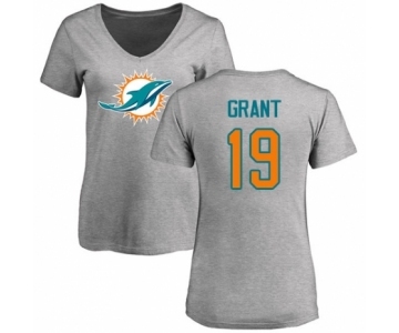 NFL Women's Nike Miami Dolphins #19 Jakeem Grant Ash Name & Number Logo T-Shirt