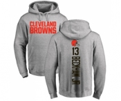 Football Cleveland Browns #13 Odell Beckham Jr. Ash Backer Pullover Hoodie