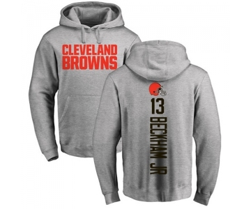 Football Cleveland Browns #13 Odell Beckham Jr. Ash Backer Pullover Hoodie