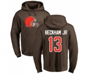 Football Cleveland Browns #13 Odell Beckham Jr. Brown Name & Number Logo Pullover Hoodie