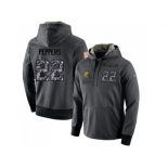 Men Cleveland Browns #22 Jabrill Peppers Stitched Black Anthracite Salute to Service Player Performance Hoodie