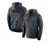 Men Cleveland Browns #22 Jabrill Peppers Stitched Black Anthracite Salute to Service Player Performance Hoodie