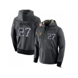 Men Cleveland Browns #27 Jabrill Peppers Stitched Black Anthracite Salute to Service Player Performance Hoodie