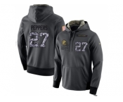 Men Cleveland Browns #27 Jabrill Peppers Stitched Black Anthracite Salute to Service Player Performance Hoodie