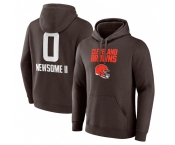 Men's Cleveland Browns #0 Greg Newsome II Brown Team Wordmark Player Name & Number Pullover Hoodie