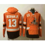 Men's Cleveland Browns #13 Odell Beckham Jr NEW Orange Pocket Stitched NFL Pullover Hoodie