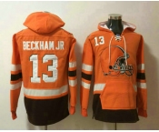 Men's Cleveland Browns #13 Odell Beckham Jr NEW Orange Pocket Stitched NFL Pullover Hoodie